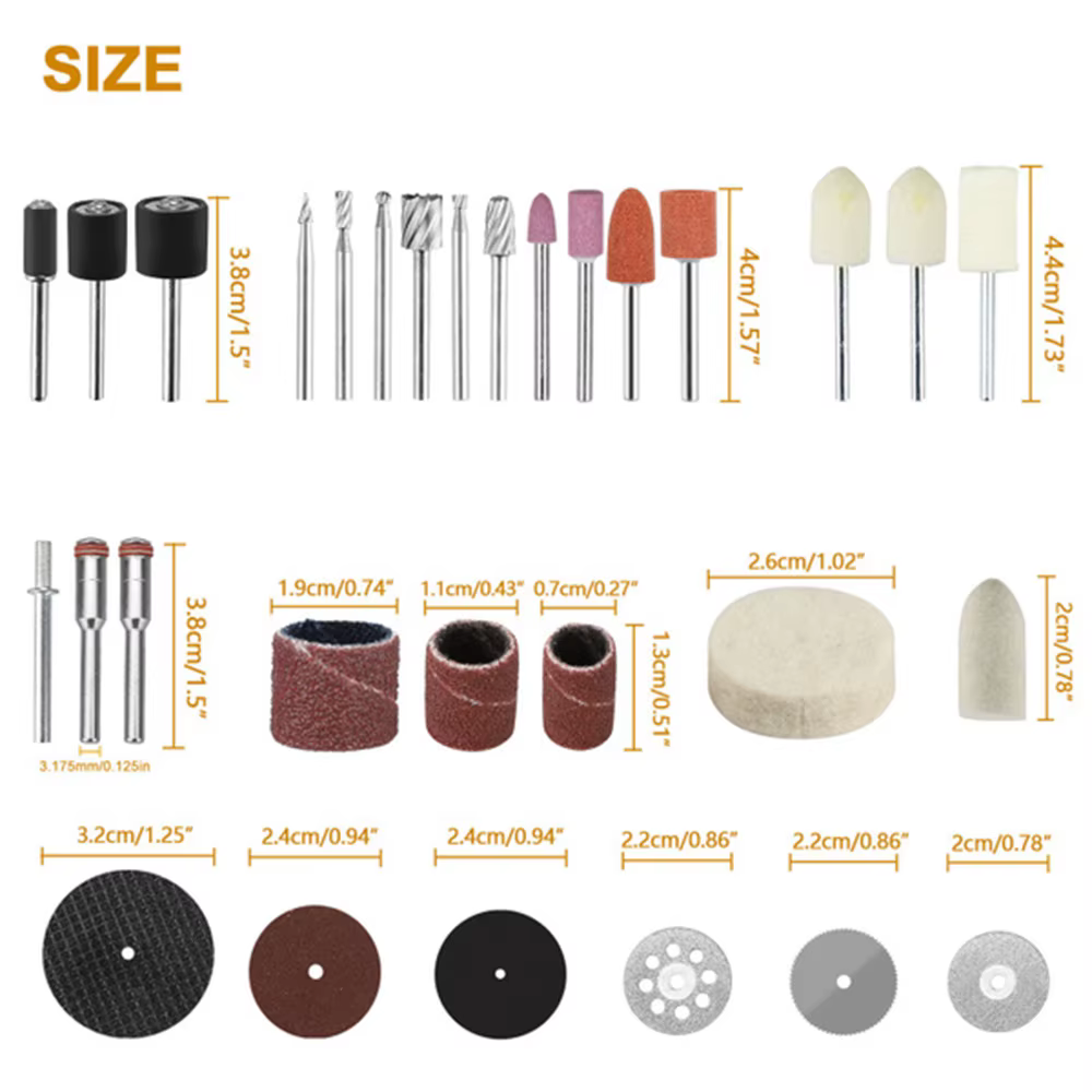 Ensemble d'accessoires pour outils rotatifs pour perceuses électriques, Compatible avec Dremel, comprend le meulage, le polissage, les mini lames de scie et