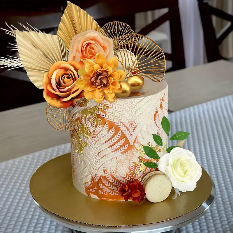 1 ensemble de décoration de feuilles de palmier dorées