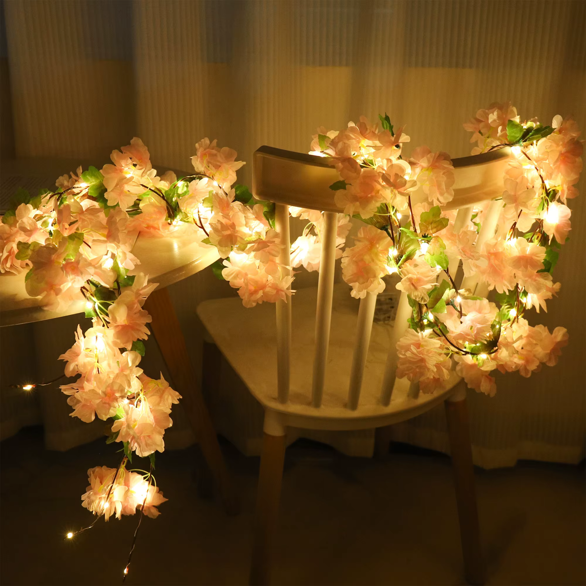Fleur de cerisier lumière LED fleurs artificielles vignes pour fête de mariage décoration de la maison tenture murale jardin arc ornement de noël