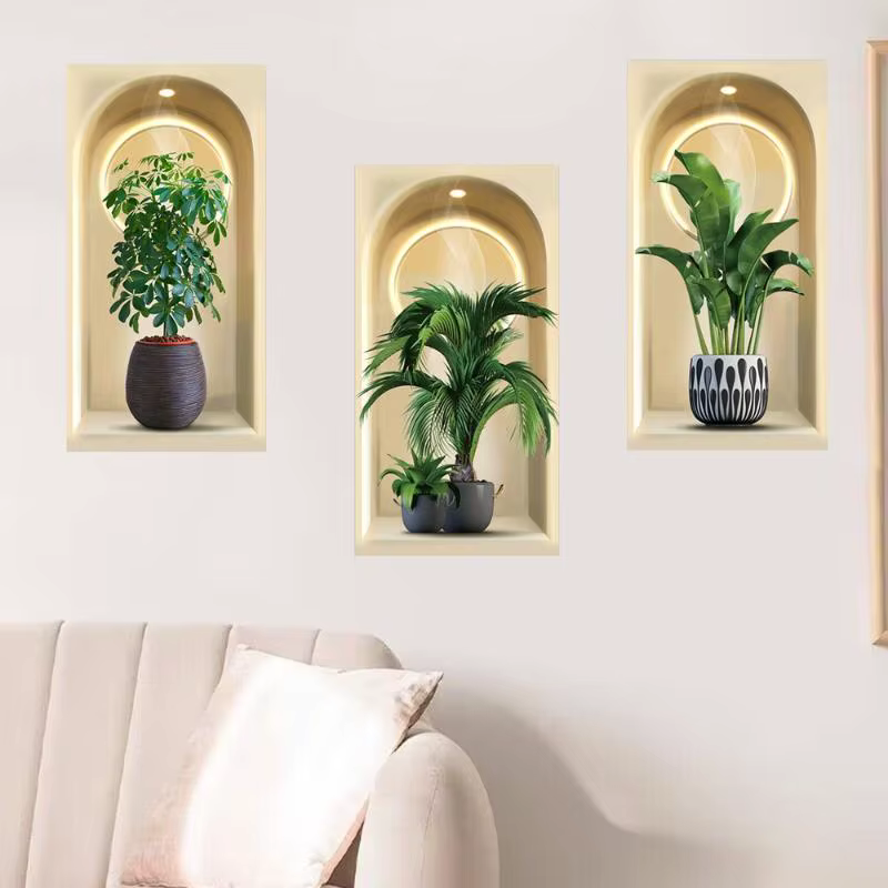 Autocollants muraux de plantes aquarelle 3D
