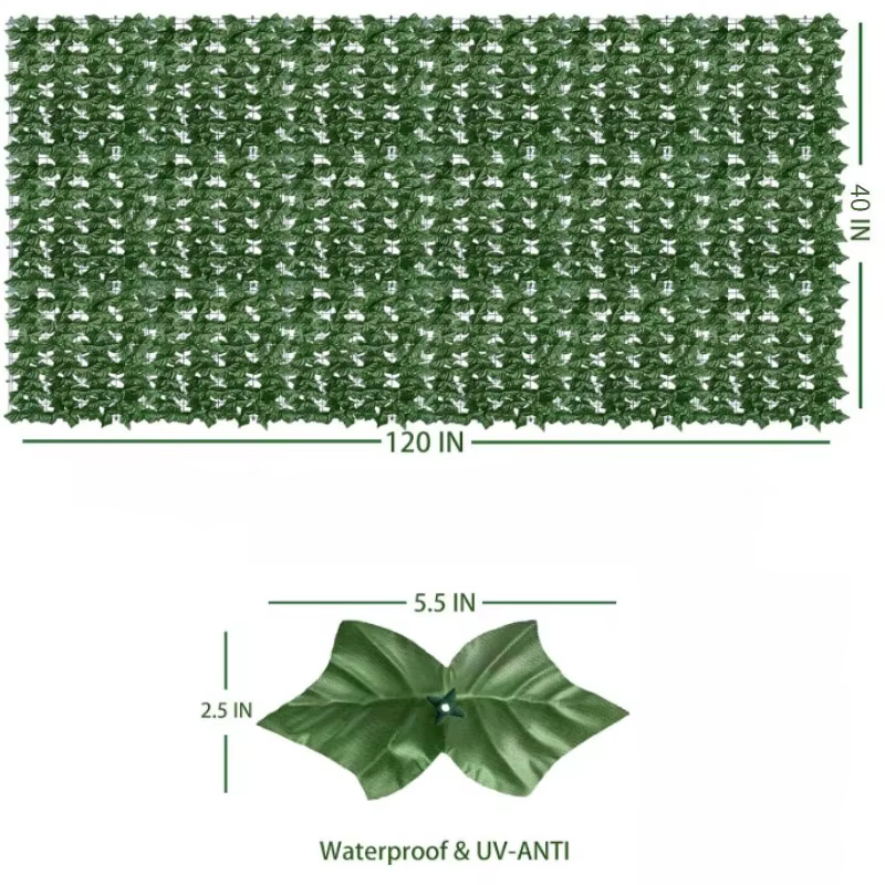 Panneau mural de plante de clôture de lierre artificiel 100x300cm