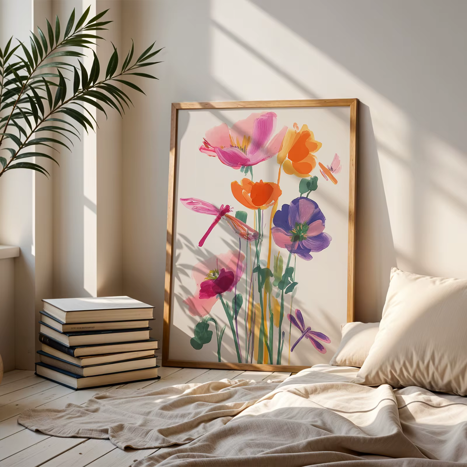 Art mural moderne et minimaliste aux motifs de fleurs sauvages