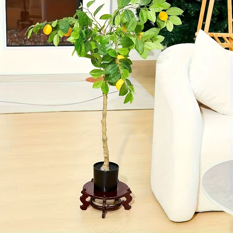 Support pour plantes en bois élégant avec Base ornée