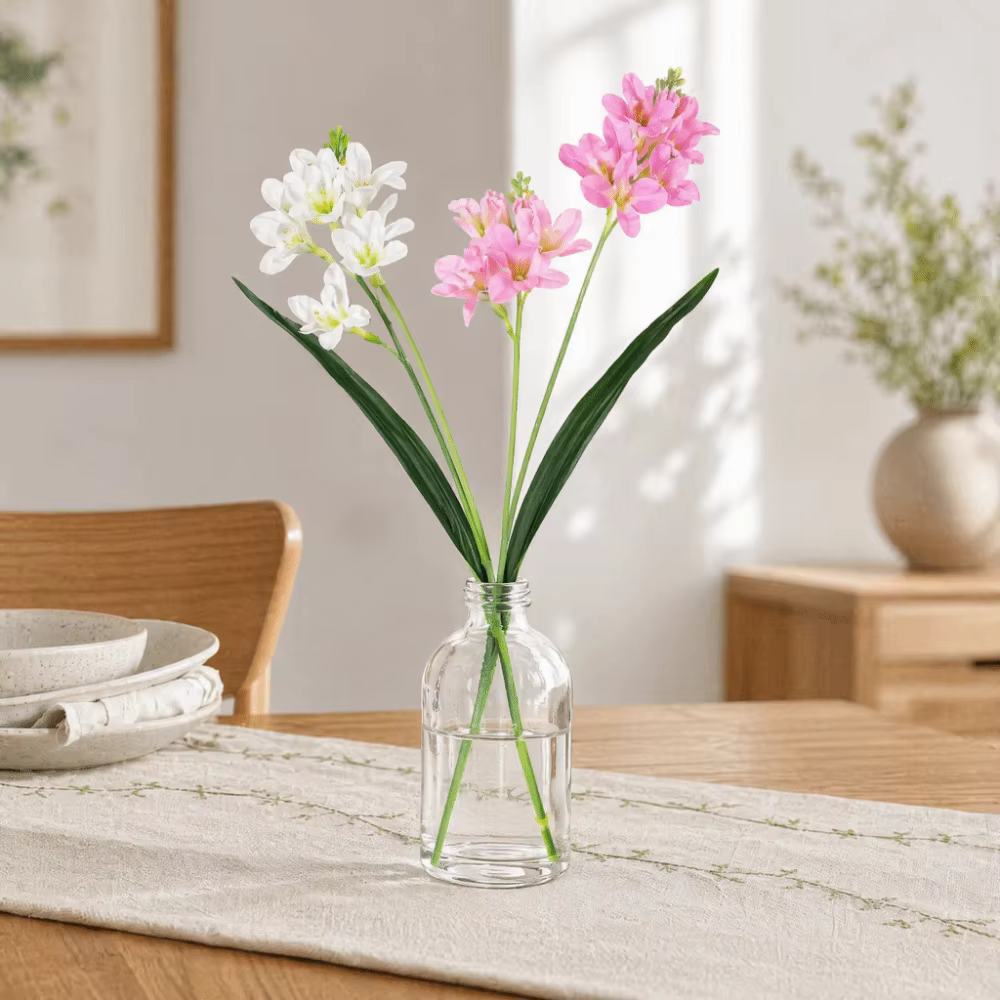 Fleur d'orchidée artificielle 3D texturée, effet hydratant, matière soyeuse durable, décoration réaliste avec feuilles