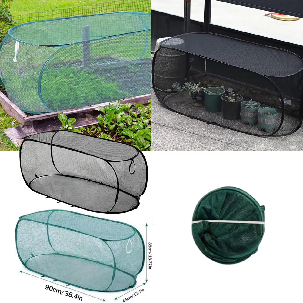 Filet de protection pliable pour plantes avec piquets de fixation au sol