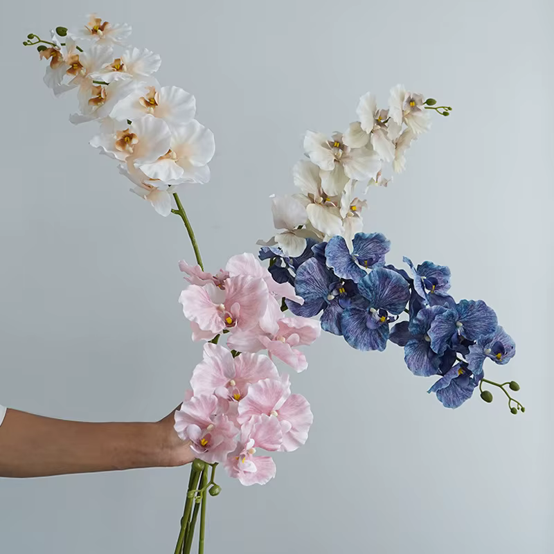 Branches de fleurs de Phalaenopsis artificielles à 9 têtes