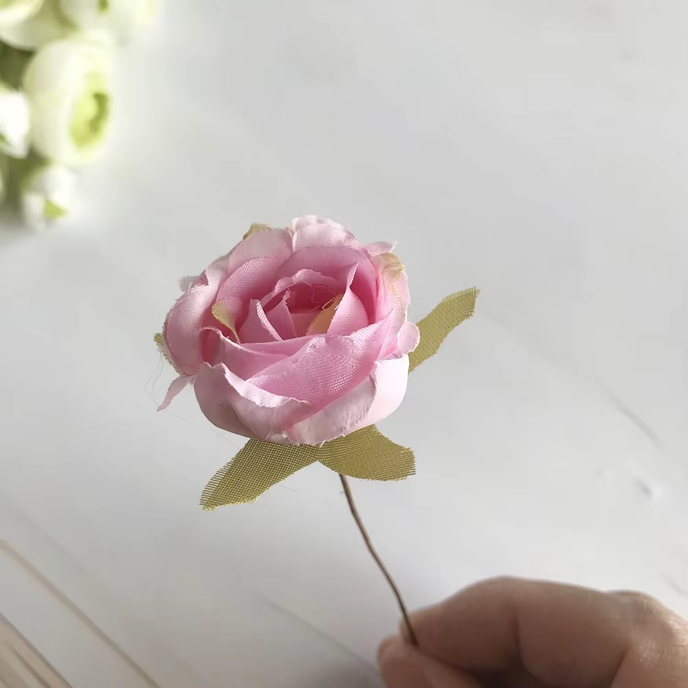 Bouquet de 6 petites roses artificielles rétro en rayonne de style européen pour mariage