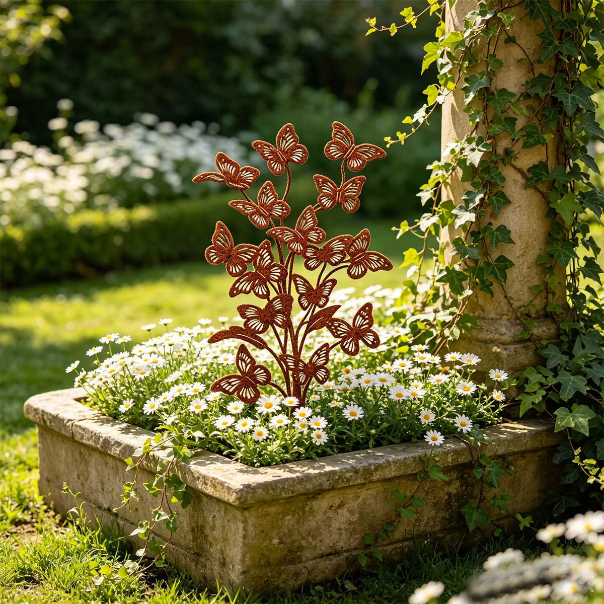 1 piquet décoratif de jardin en fer forgé