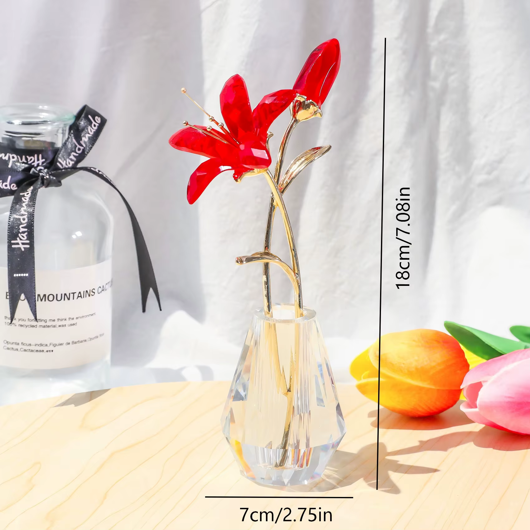 Ornement de fleur en cristal de luxe léger
