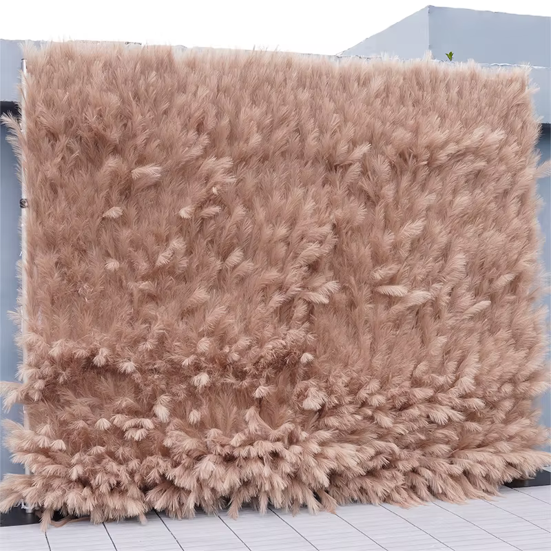Base en tissu d'herbe de pampa artificielle enroulable rideau mural de fleurs