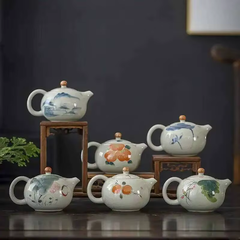 Pots à thé au four Ge peints à la main
