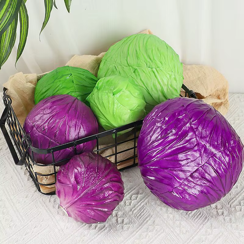 Chou artificiel, modèle de chou simulé vert/violet