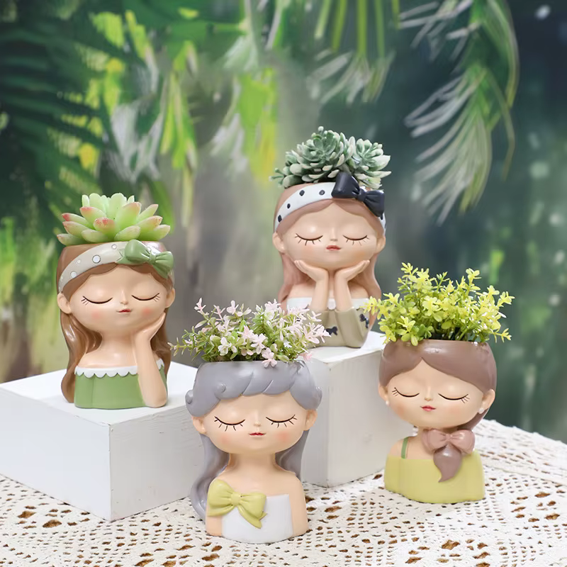 Petit Pot de plantes en résine pour fille mignonne