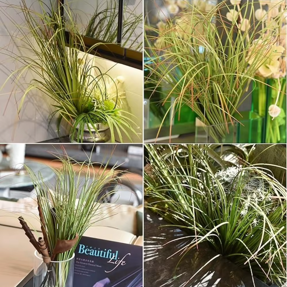 30 Pièces de Plantes Artificielles Vert Foncé à Pointes Rouges de 50 cm