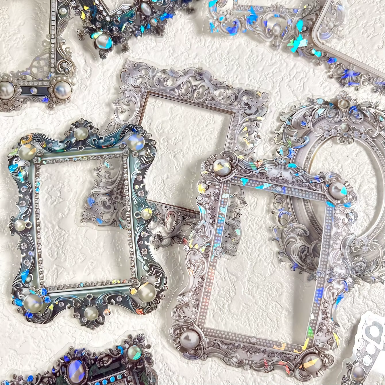 10 Pcs/Pack Floral Frame Stickers Adhesive Materials DIY Scrapbooking Decor Junk Journal Collage Stationery Diary Sticker