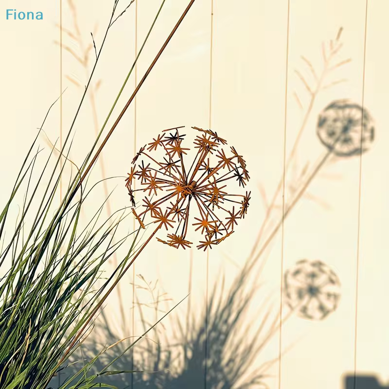 ☽ Piquets de jardin en métal rouillé en forme de pissenlit – Décoration