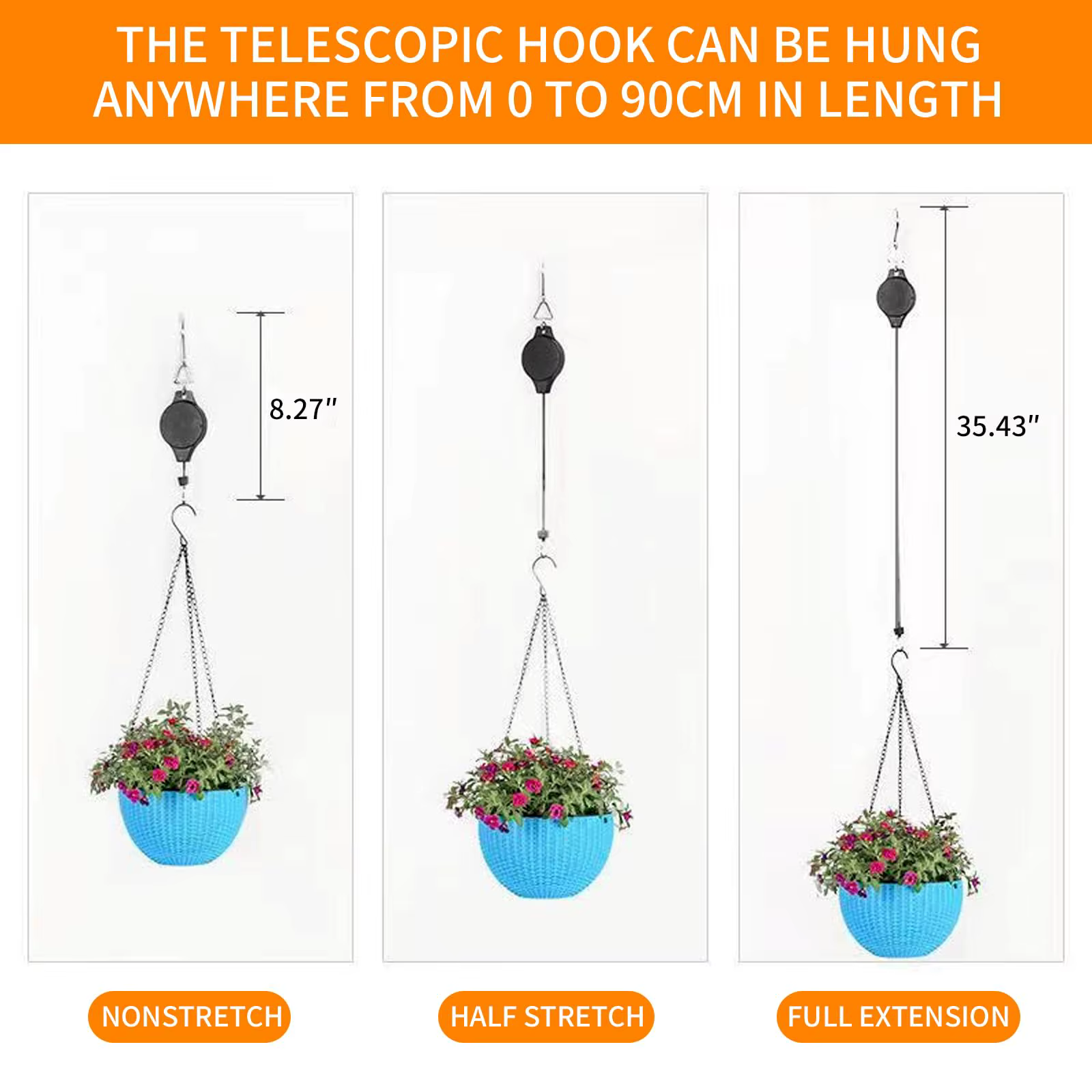 Paniers de jardin Pots crochet suspendu ascenseur réglable plante poulie ensemble
