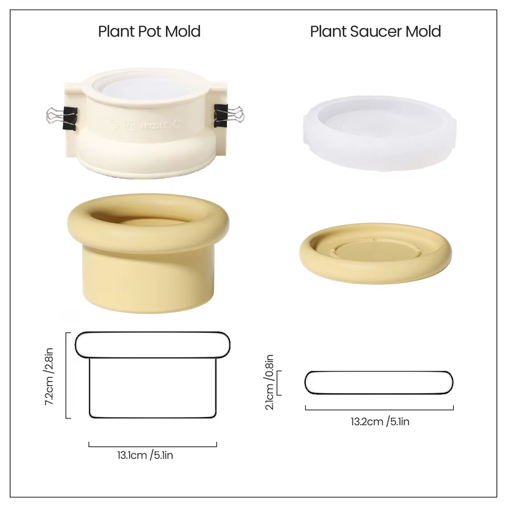 Boowan Nicole Colonne Pot de Plante Silicone Moules pour Ciment Fait Main Succulent Pot Béton Moule Décor À La Maison