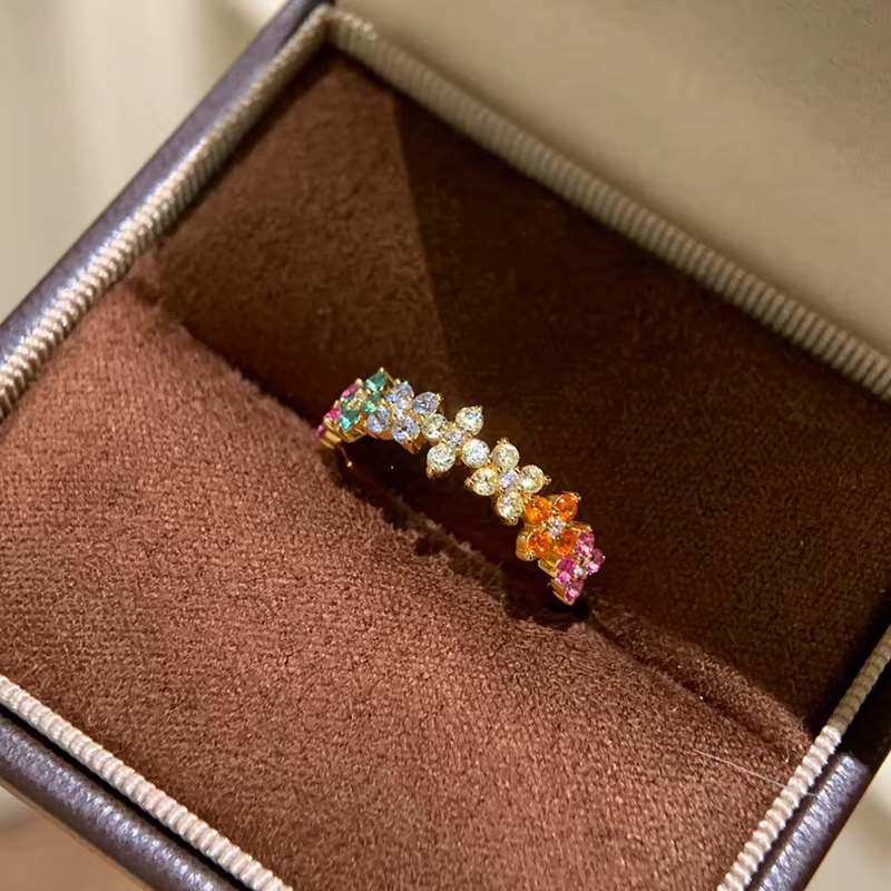 Bague couleur argent en Zircon coloré pour femmes et filles, cadeau de fête de mariage, accessoire de bijoux tendance