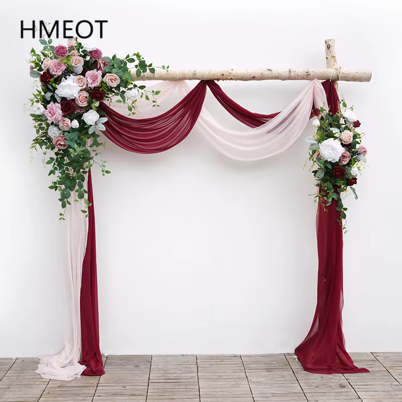 Pâte de haricots Rose pivoine verdure accrocher fleur rangée en plein air mariage Banquet toile de fond décor Arrangement Floral événement fournitures H864604