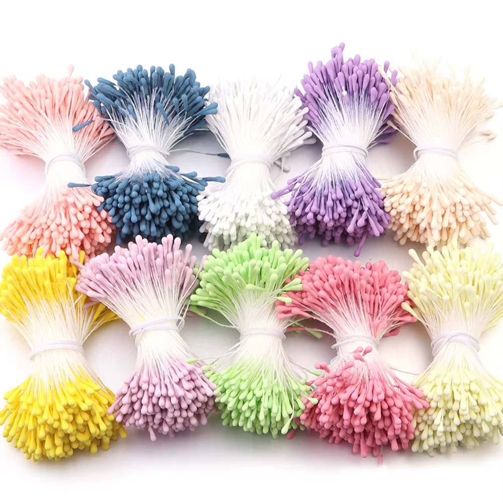 Environ 380-400 pièces Mini fleurs étamine multicolore noyau de fleur artificielle pour bricolage fête de mariage accessoires de décoration de la maison