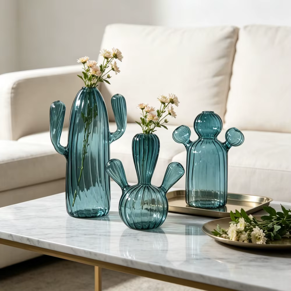 Vase en verre en forme de Cactus