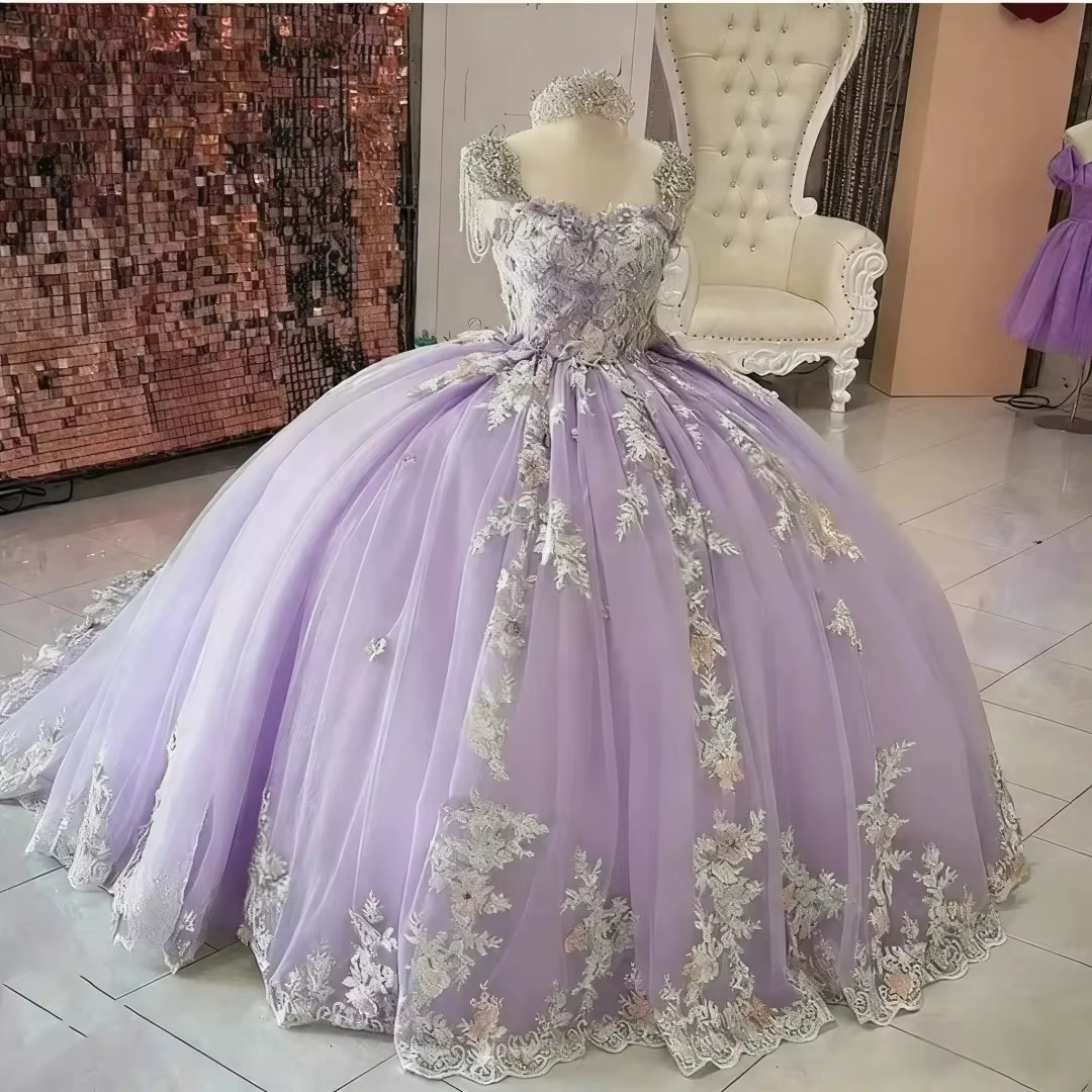 Robe de demoiselle d'honneur verte personnalisée pour mariage, en dentelle, épaules dénudées, appliquée, bouffante, pour fête d'anniversaire d'enfants, première communion
