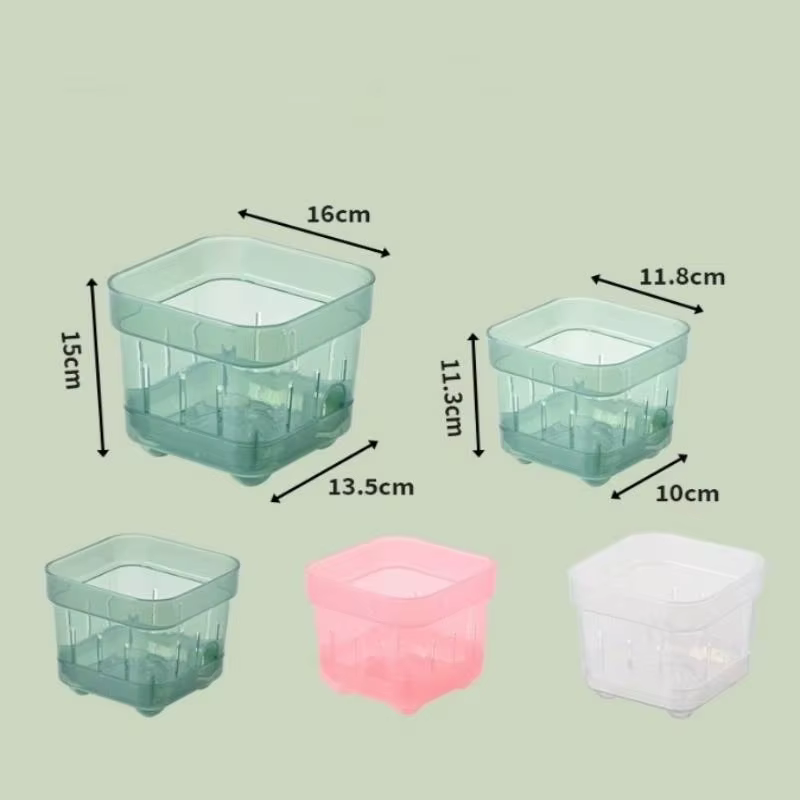 Pot de fleurs carré avec fenêtre de visualisation