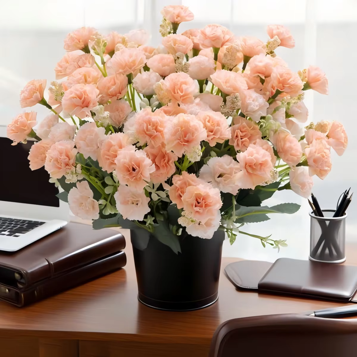 Fleurs Artificielles en Soie : Roses et Œillets pour Décoration de Vase