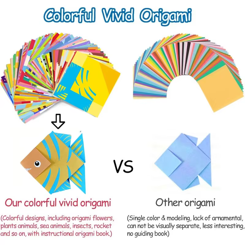 Kit d'origami avec 30/96 feuilles de papier et livre de guide