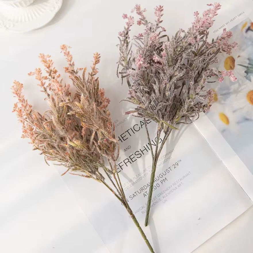 Fleur artificielle plante flocage lavande Bouquet Accueil Vase Table Jardin BRICOLAGE Cadeau Couronne Matériel De