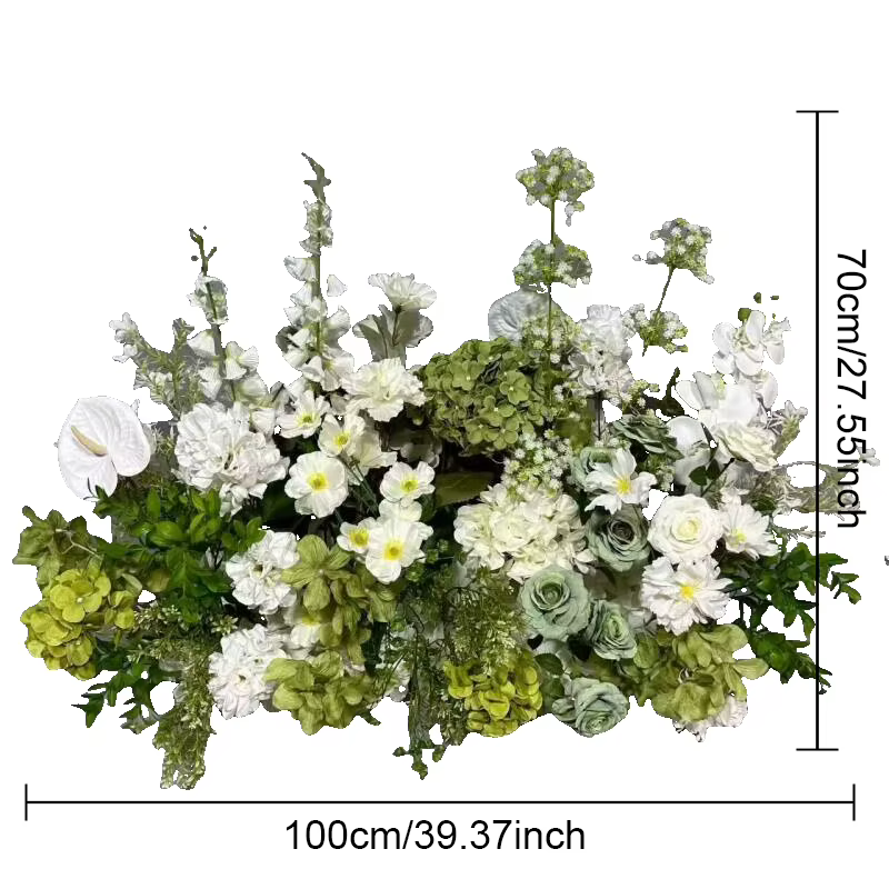 Plantes vertes feuille artificielle mariage soie fleur terre rangée