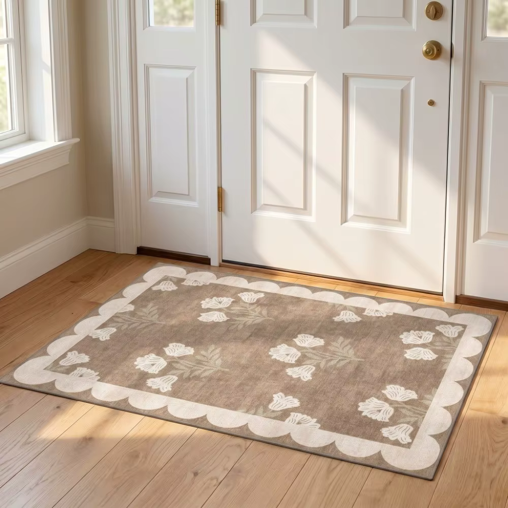 Tapis d'entrée floral antidérapant à séchage rapide