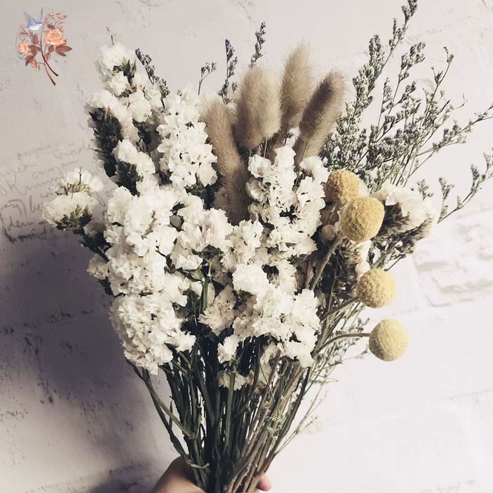Rustique romantique oubliez-moi pas fleur queue de lapin herbe boule dorée fleurs séchées Arrangement décor à la maison Bouquets de mariage de mariée