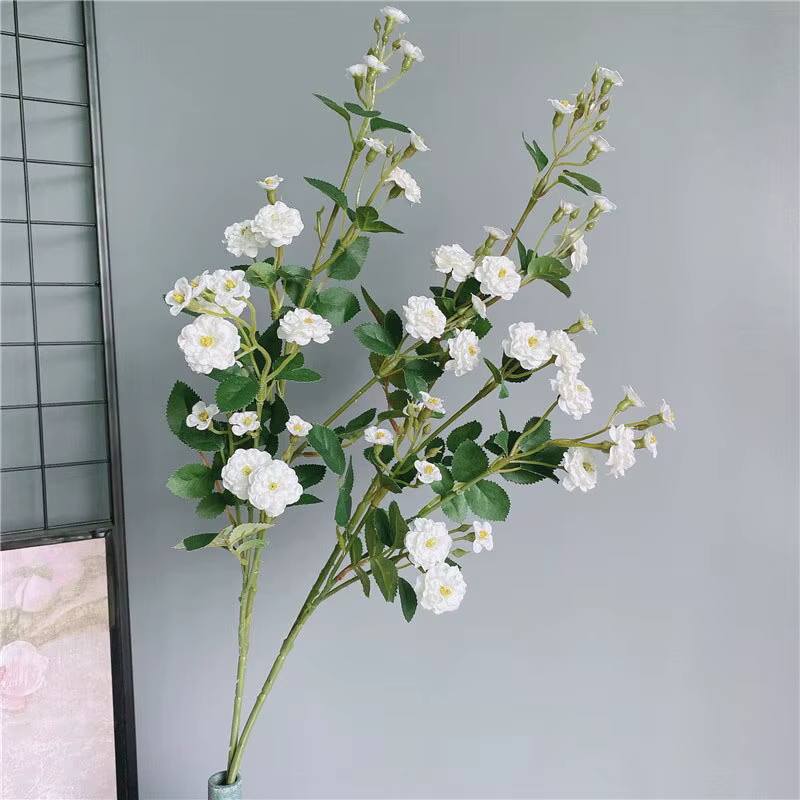 1Pcs Blanc Pastorale Jardin Minuscule Rose Soie Fleurs Artificielles Salon Décoration Style Moderne Décoratif