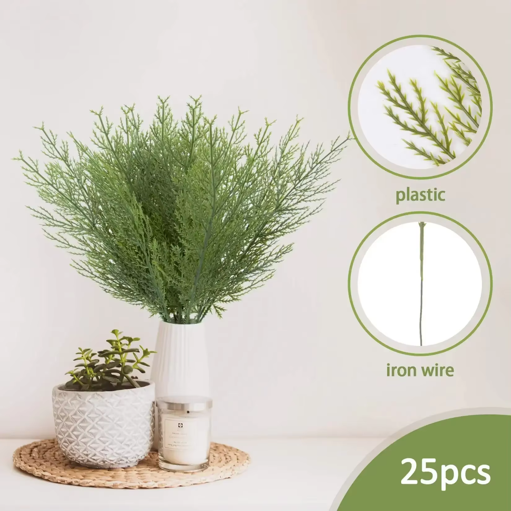 24 pièces de plantes artificielles Branches de pin