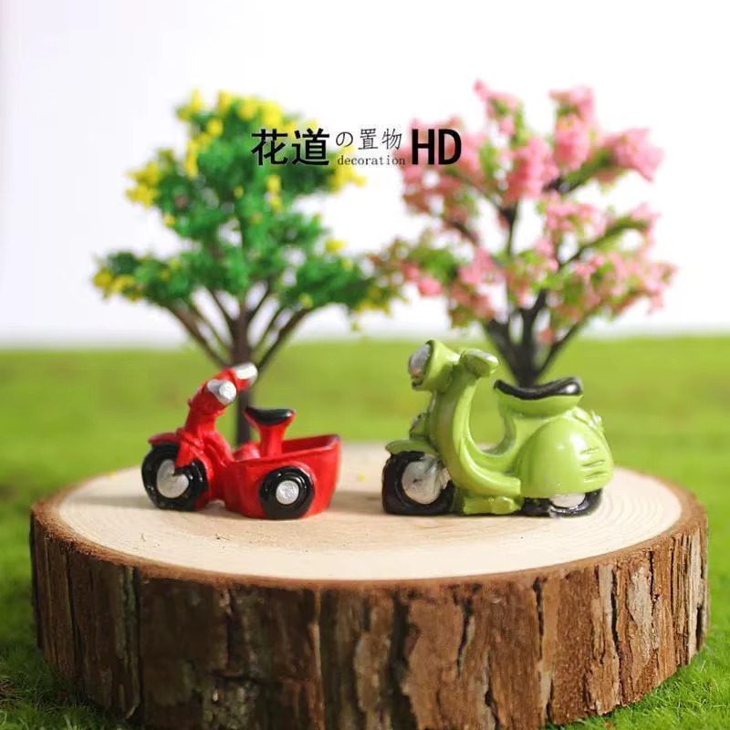 Nouveau Mini moto Tricycle Micro paysage bricolage petits ornements poupée gâteau décorations succulentes combinaison plantes en pot