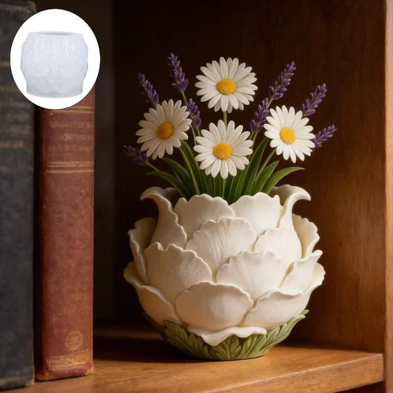 Moule en silicone pour pots en forme de pétales de pivoine 3D