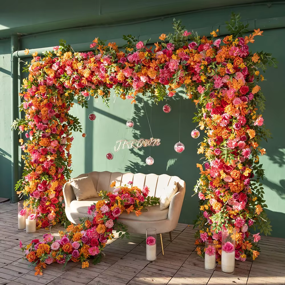 Rose Artificielle de Luxe Orange et Rose