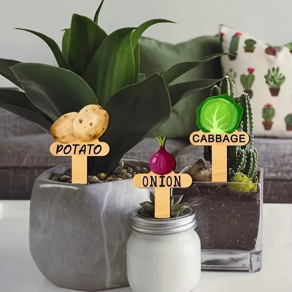 Lot de 15 étiquettes en bois pour plantes - Marqueurs de jardin faciles à coller pour le jardinage extérieur et la