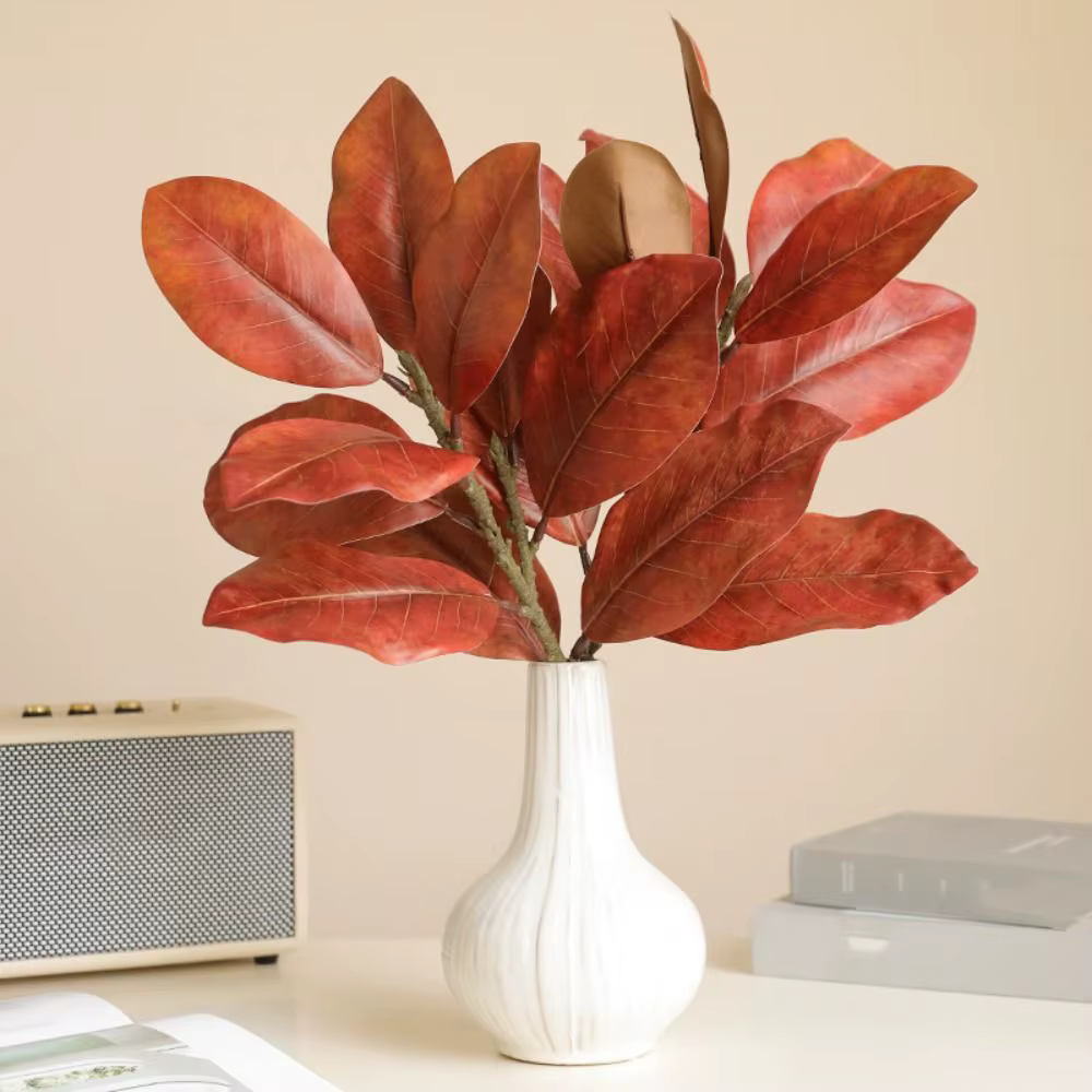 Branches de feuilles de magnolia artificielles de 57 cm, toucher réaliste, plante de magnolia artificielle, art floral, plantes vertes simulées faites à la main