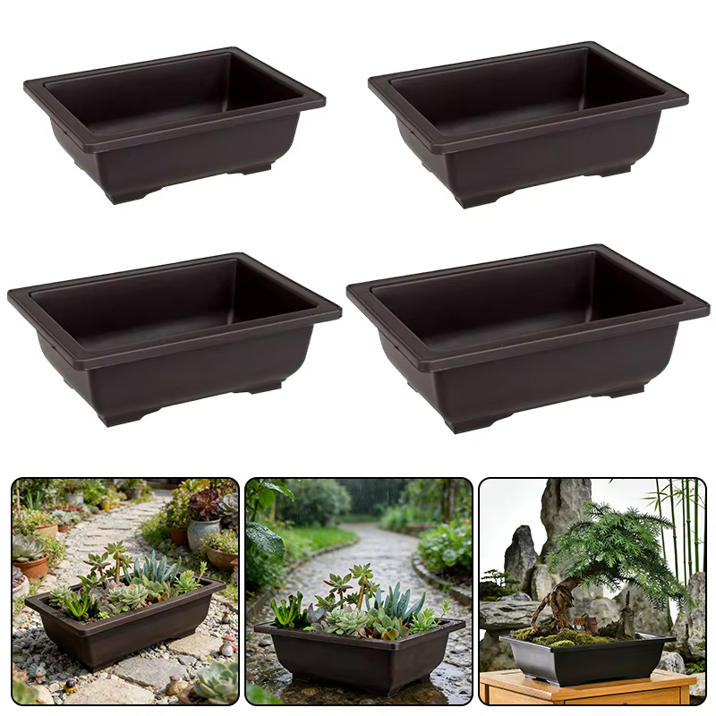 Pot à Bonsaï en Plastique Effet Argile Pourpre