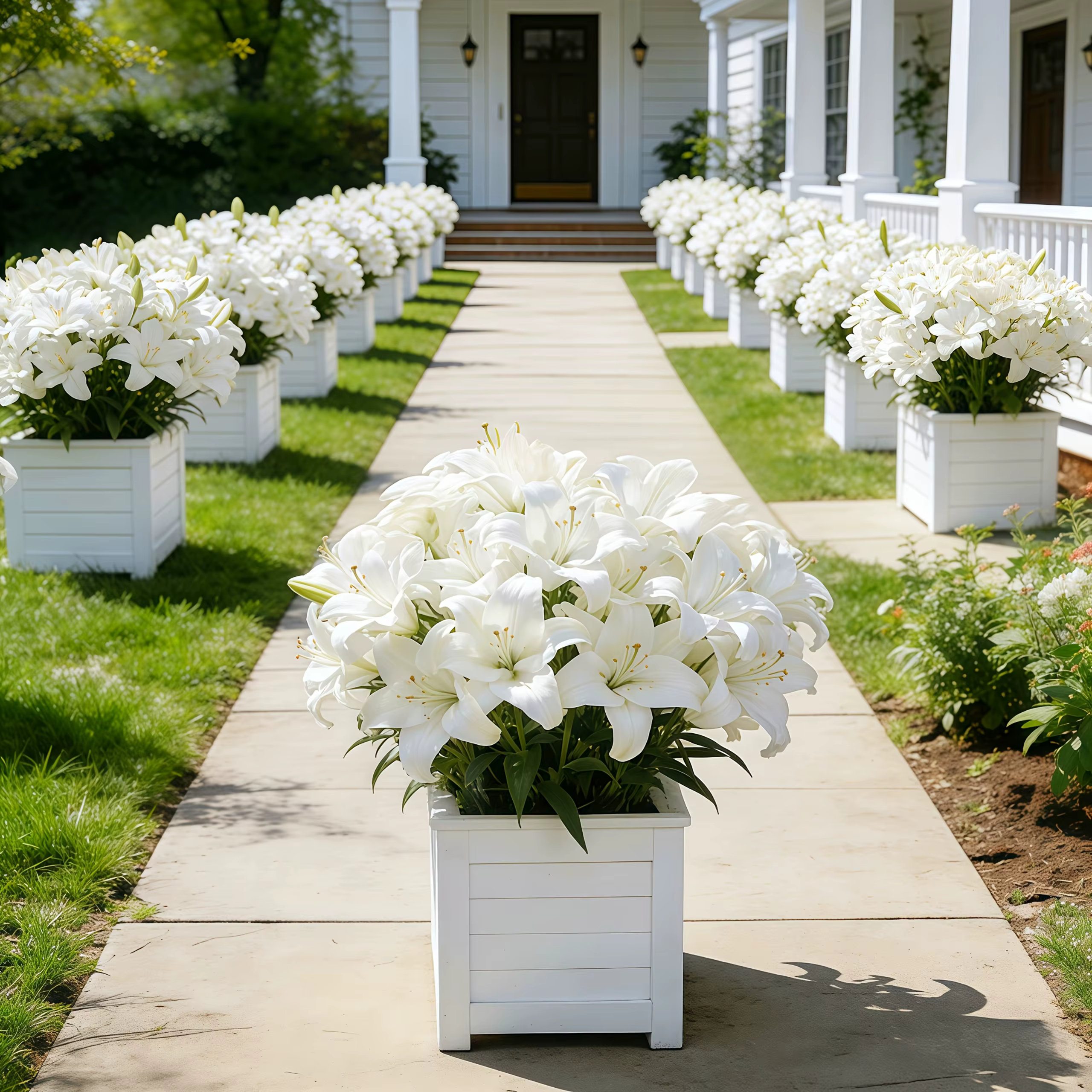 36 grands lys artificiels blancs - Fleurs au toucher réaliste