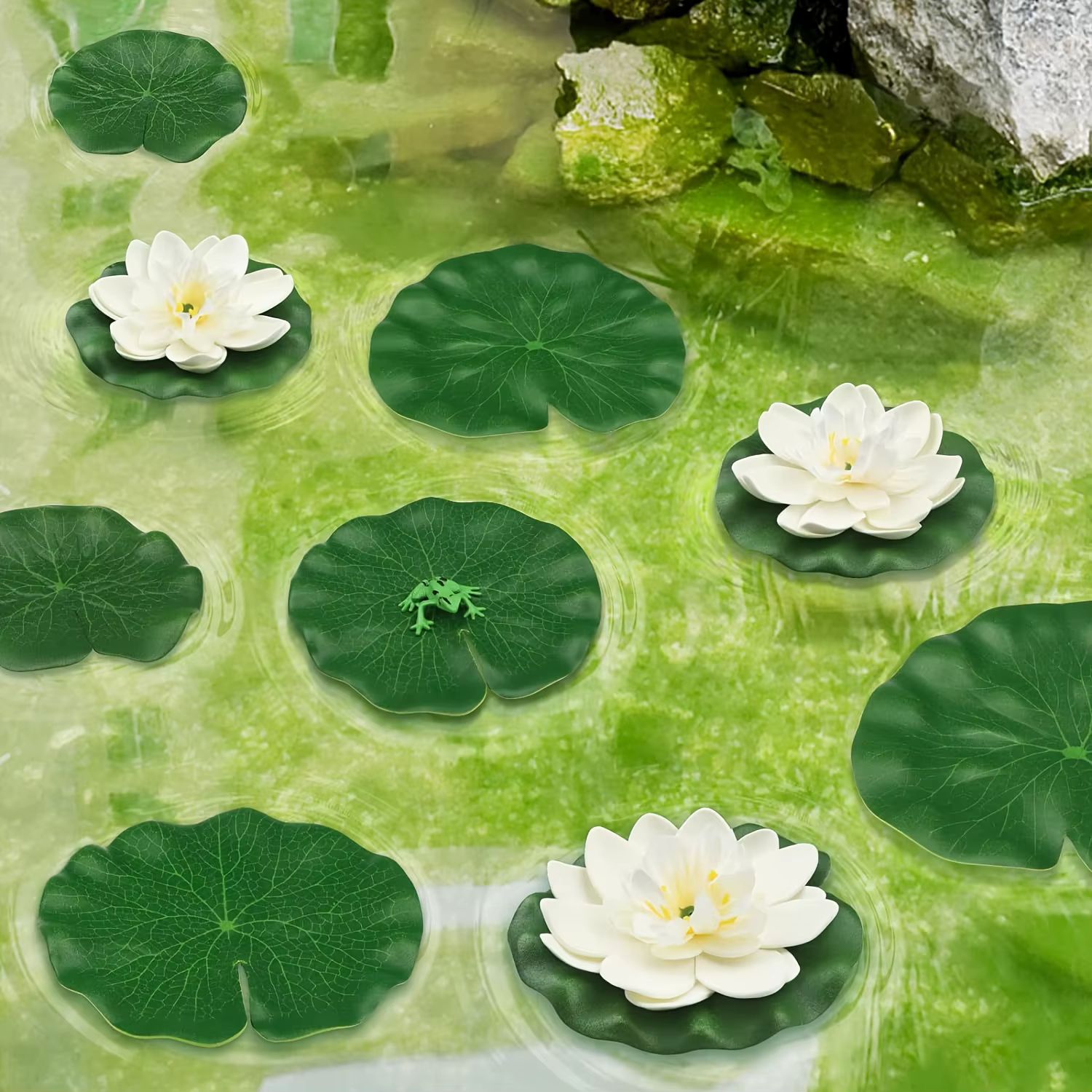Fleurs de Lotus artificielles 9 pièces avec coussinets de lys
