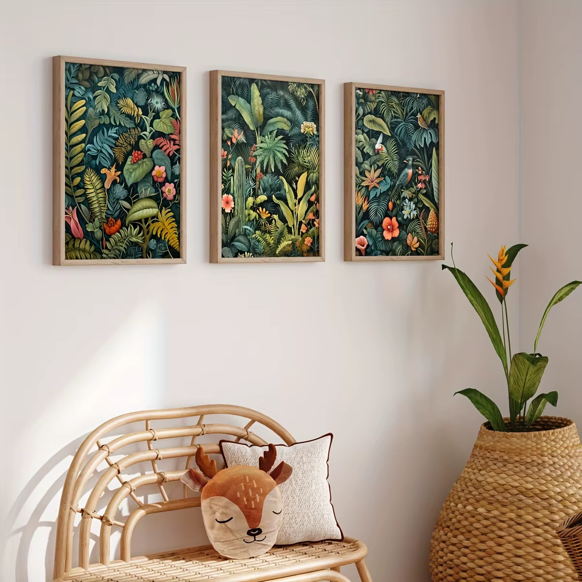 Lot de 3 tableaux muraux vintage à motifs floraux