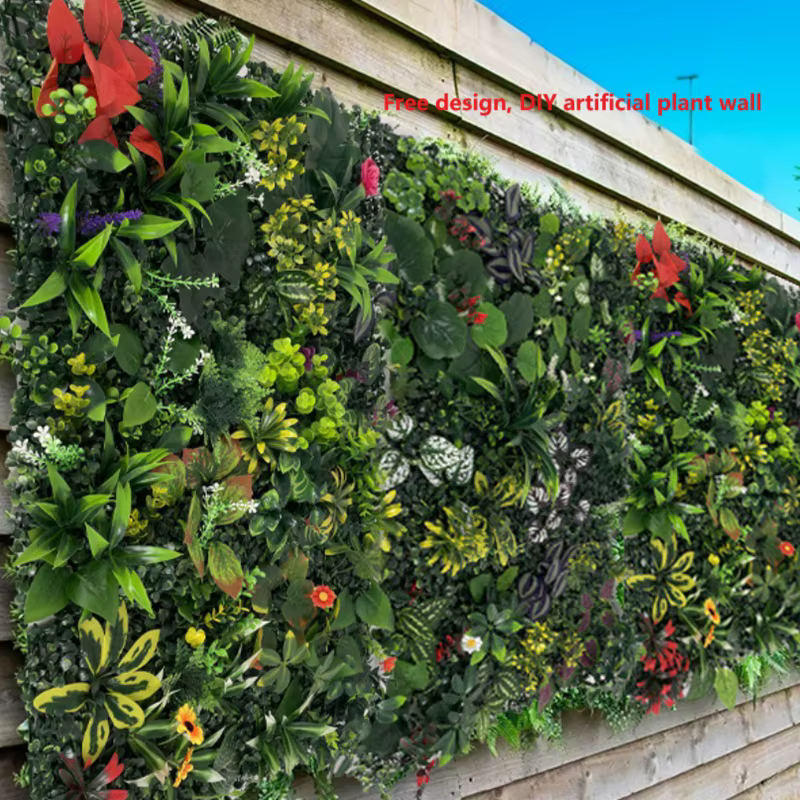 Bricolage magasin vitrine plante mur plastique Simulation feuilles de raisin Rose pelouse Hall décoration 25*25 cm plantes vertes artificielles murs