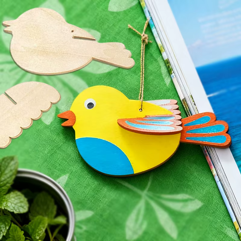 YOMDID 5 pièces ornements en bois inachevés-décorations suspendues d'oiseaux
