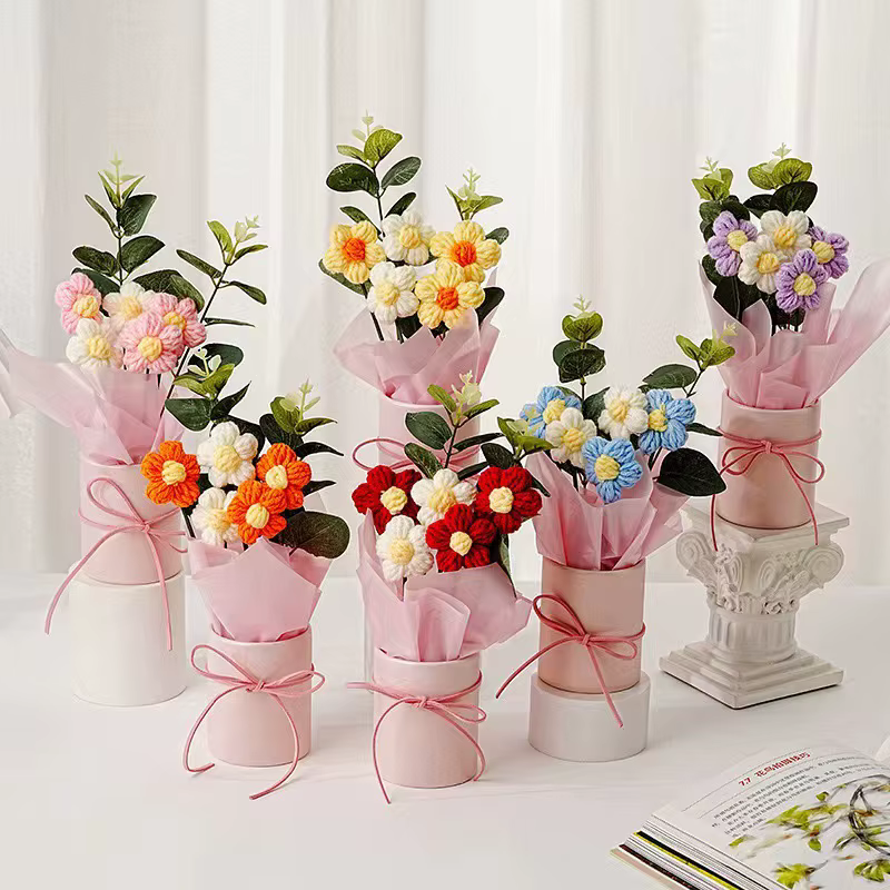 Bouquet de fleurs au crochet pour la Saint-Valentin