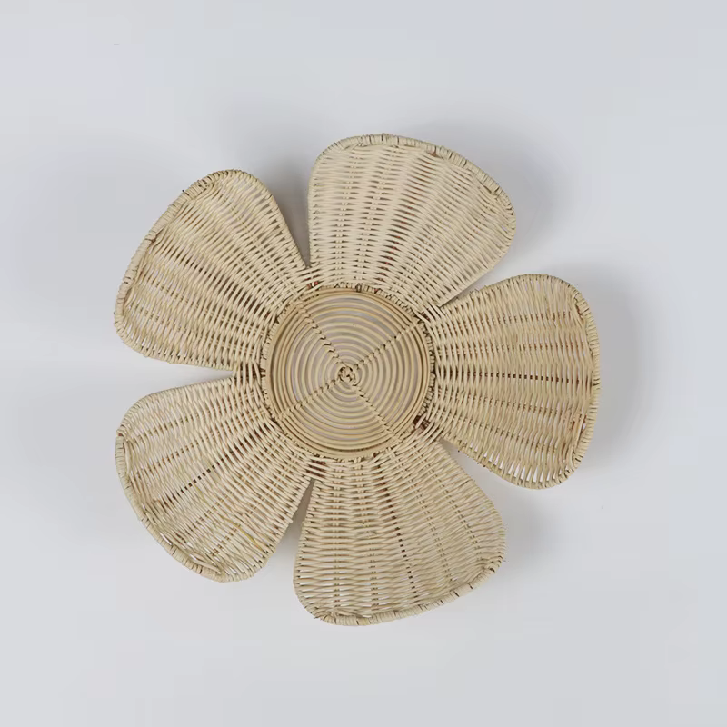 INS – ornements muraux de fleurs en rotin tissé nordique