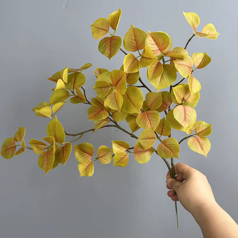 8 feuilles artificielles de Bodhi colorées pour l'automne